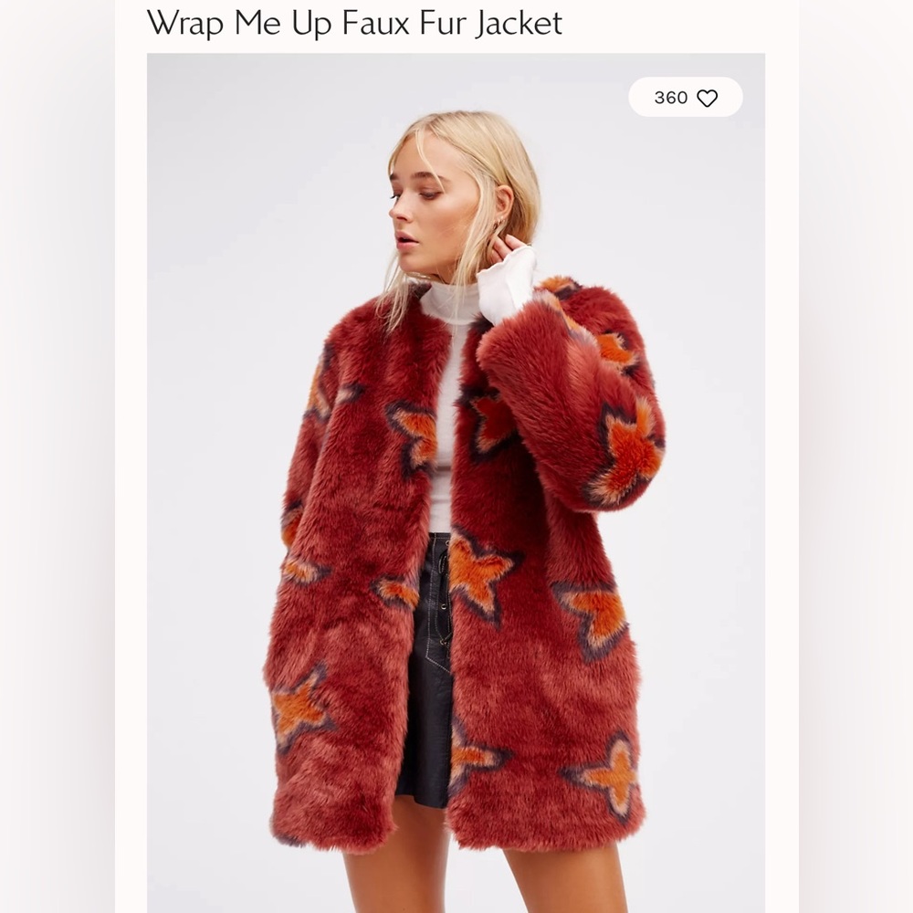 Free People size Small Wrap Me Up In Stars Faux Fur Jacket